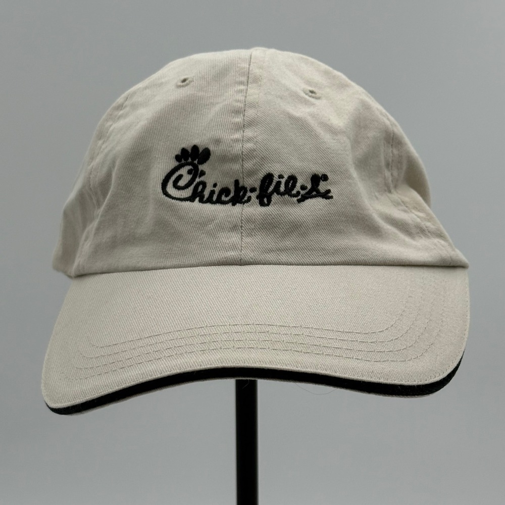 Chick-fil-A Logo Baseball Hat Beige Khaki Embroidered Dad Cap Adjustable Strap